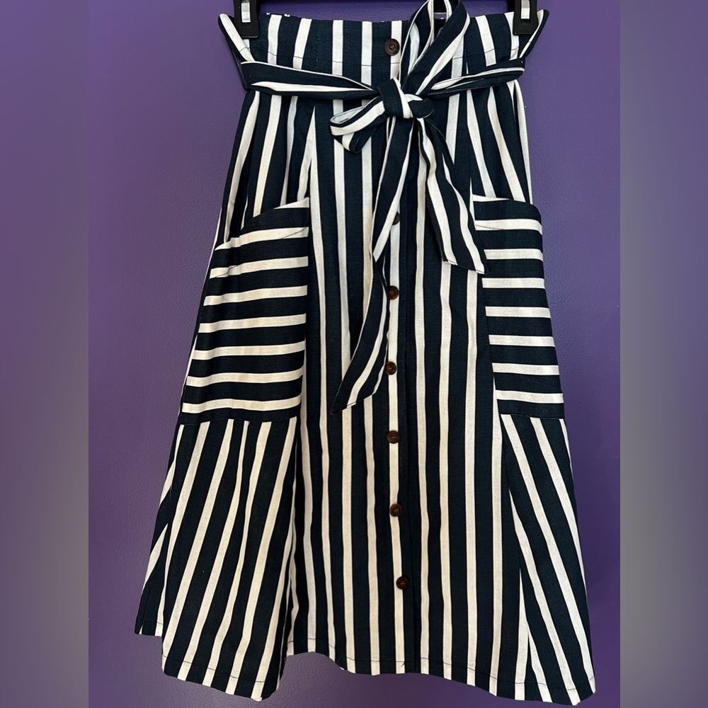 Blue & White Striped Skirt